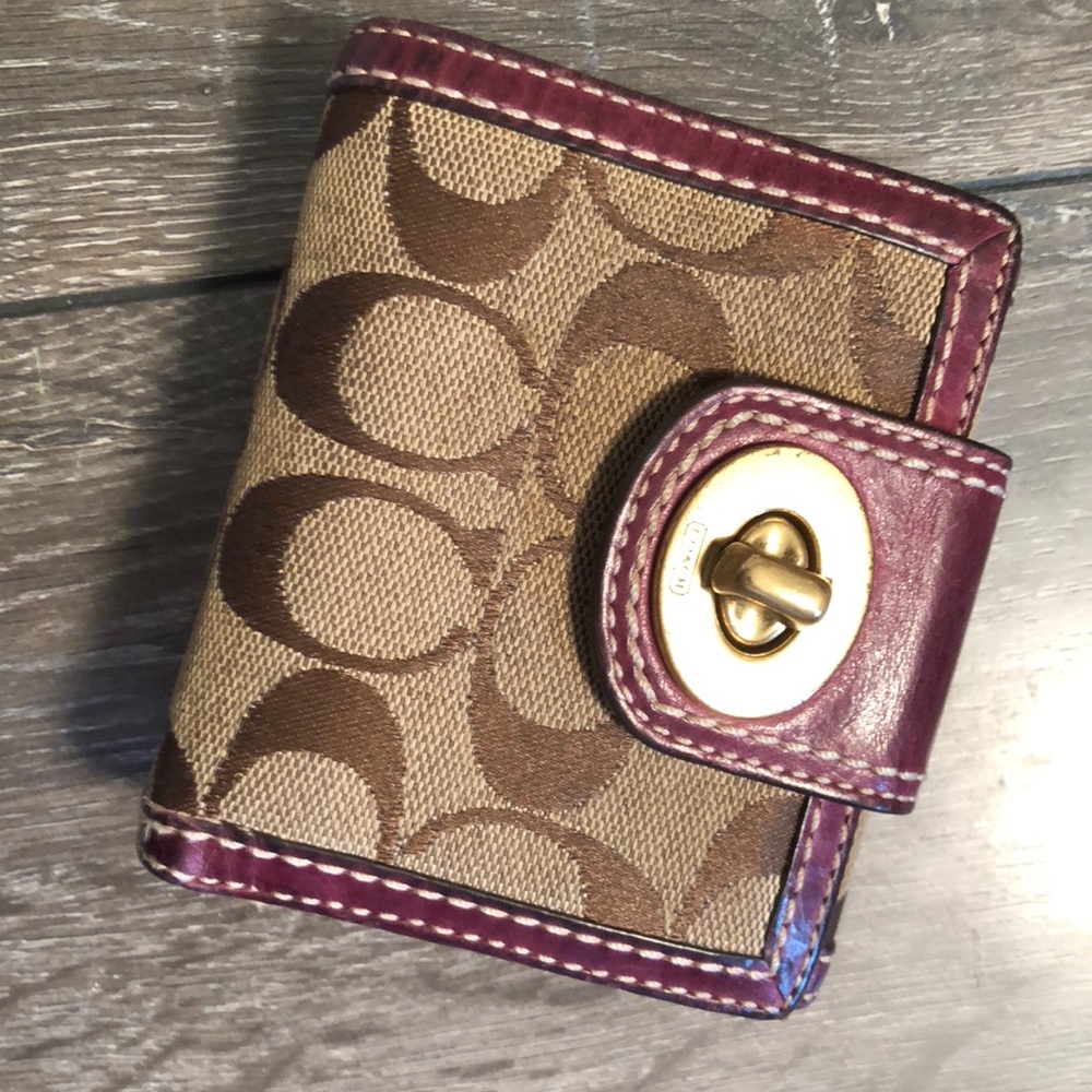Coach wallet with leather trim